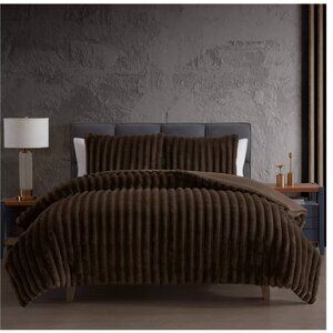 Hallmart Collectibles Embry 3-Piece Queen Comforter Set - Brown Channel Faux Fur